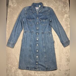 Levi’s Women’s Denim Blue Jean Shirtdress 100% Cotton A Line Mini Dress Medium